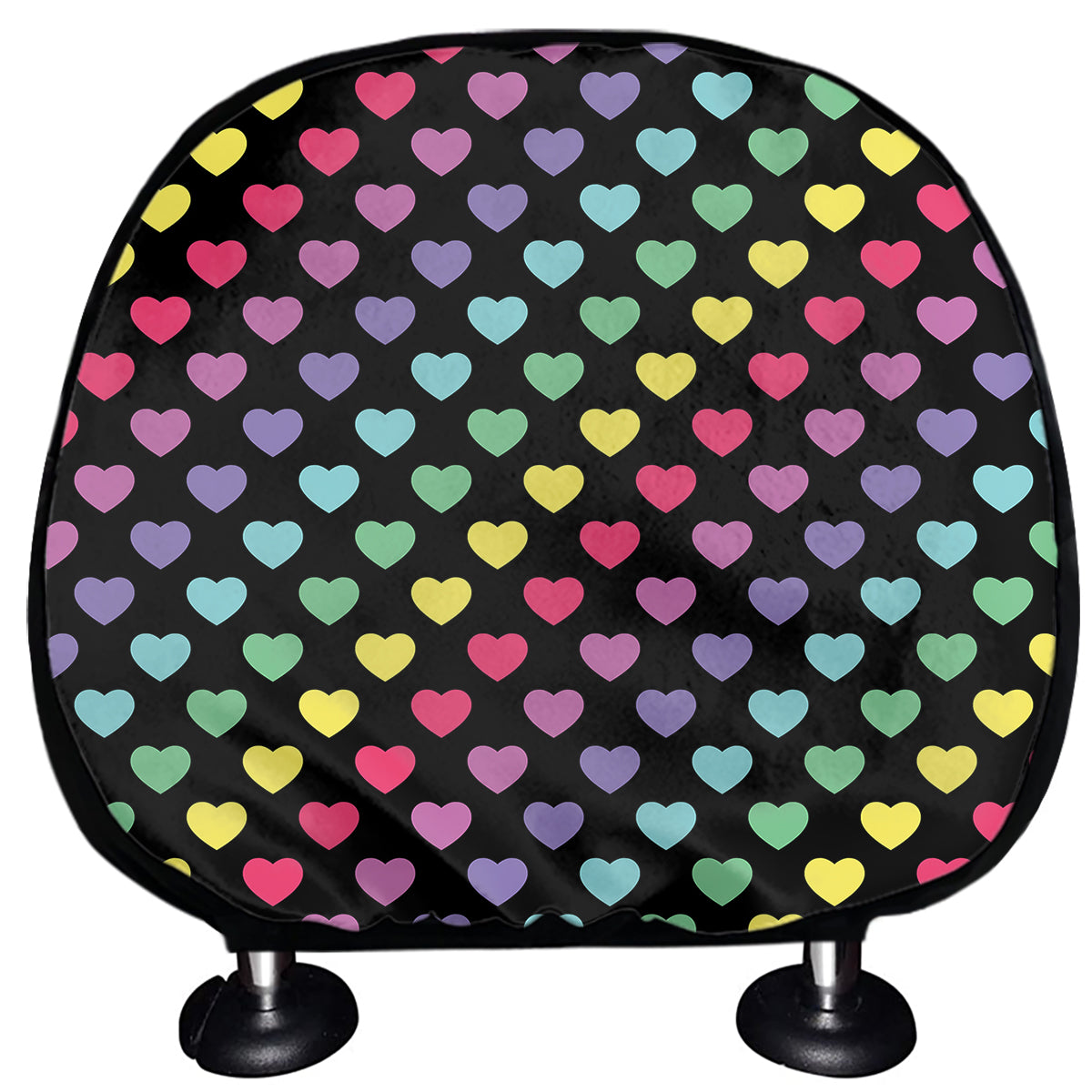 Rainbow Heart Pattern Print Car Headrest Covers