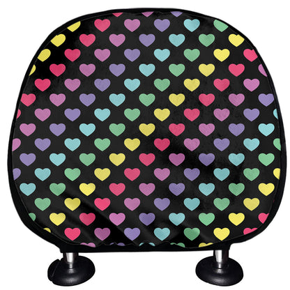 Rainbow Heart Pattern Print Car Headrest Covers