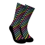 Rainbow Heart Pattern Print Crew Socks