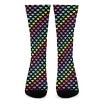 Rainbow Heart Pattern Print Crew Socks