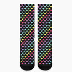 Rainbow Heart Pattern Print Crew Socks