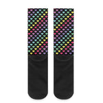 Rainbow Heart Pattern Print Crew Socks