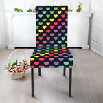 Rainbow Heart Pattern Print Dining Chair Slipcover