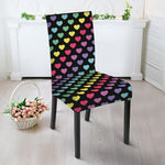 Rainbow Heart Pattern Print Dining Chair Slipcover