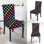 Rainbow Heart Pattern Print Dining Chair Slipcover