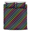 Rainbow Heart Pattern Print Duvet Cover Bedding Set