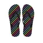 Rainbow Heart Pattern Print Flip Flops