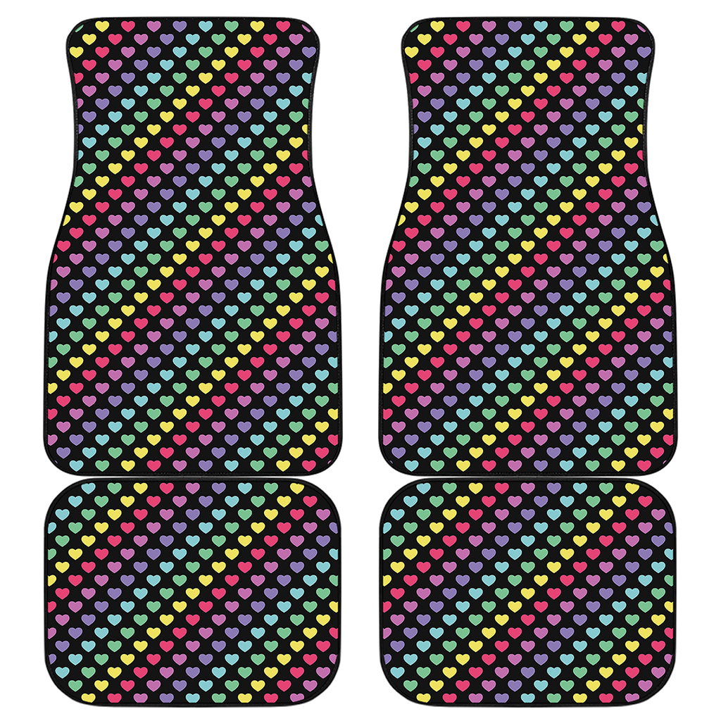 Rainbow Heart Pattern Print Front and Back Car Floor Mats