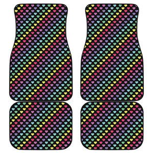 Rainbow Heart Pattern Print Front and Back Car Floor Mats