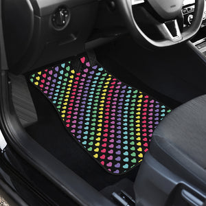 Rainbow Heart Pattern Print Front and Back Car Floor Mats