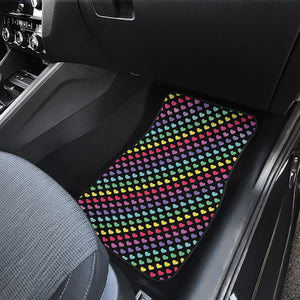 Rainbow Heart Pattern Print Front and Back Car Floor Mats