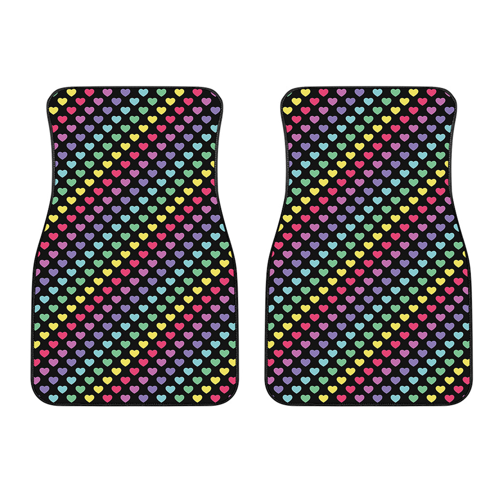 Rainbow Heart Pattern Print Front Car Floor Mats