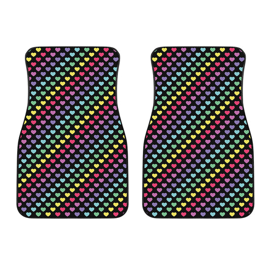 Rainbow Heart Pattern Print Front Car Floor Mats