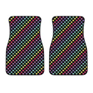 Rainbow Heart Pattern Print Front Car Floor Mats