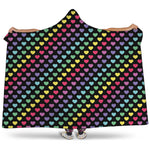 Rainbow Heart Pattern Print Hooded Blanket