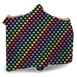 Rainbow Heart Pattern Print Hooded Blanket