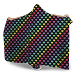 Rainbow Heart Pattern Print Hooded Blanket