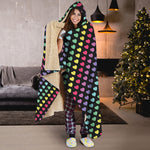 Rainbow Heart Pattern Print Hooded Blanket