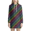 Rainbow Heart Pattern Print Hoodie Dress