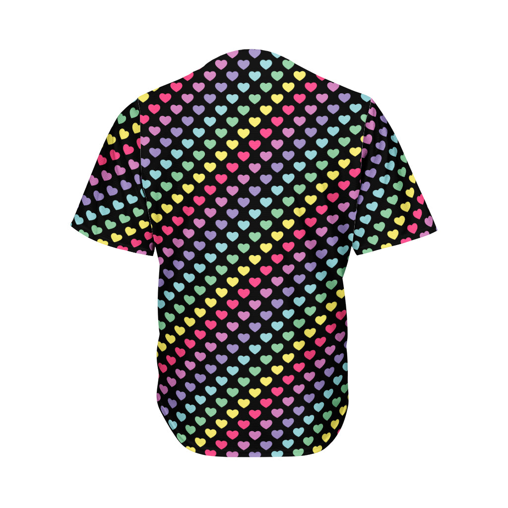 Rainbow Heart Pattern Print Men's Baseball Jersey