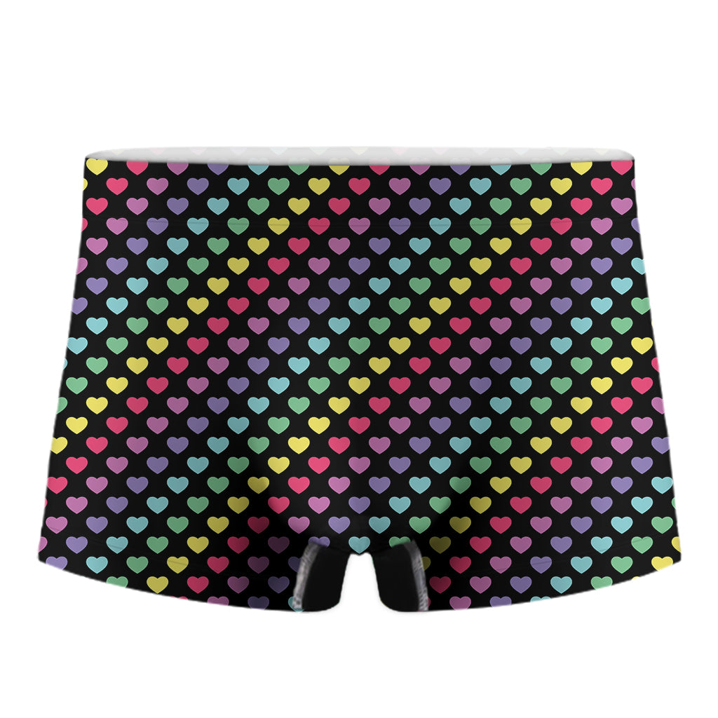 Rainbow Heart Pattern Print Men's Boxer Briefs