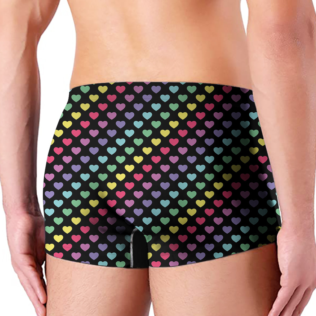 Rainbow Heart Pattern Print Men's Boxer Briefs