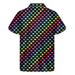 Rainbow Heart Pattern Print Men's Short Sleeve Shirt