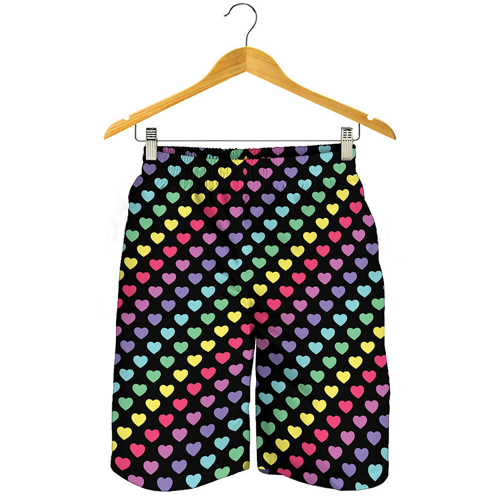 Rainbow Heart Pattern Print Men's Shorts