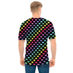 Rainbow Heart Pattern Print Men's T-Shirt