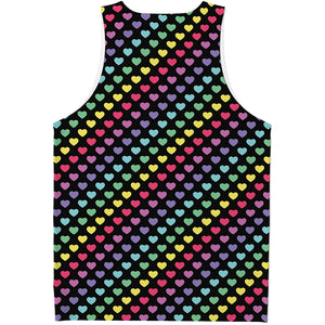 Rainbow Heart Pattern Print Men's Tank Top