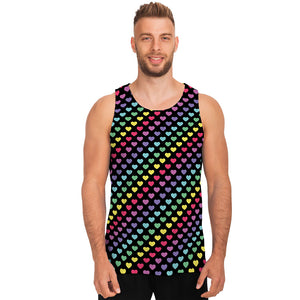 Rainbow Heart Pattern Print Men's Tank Top