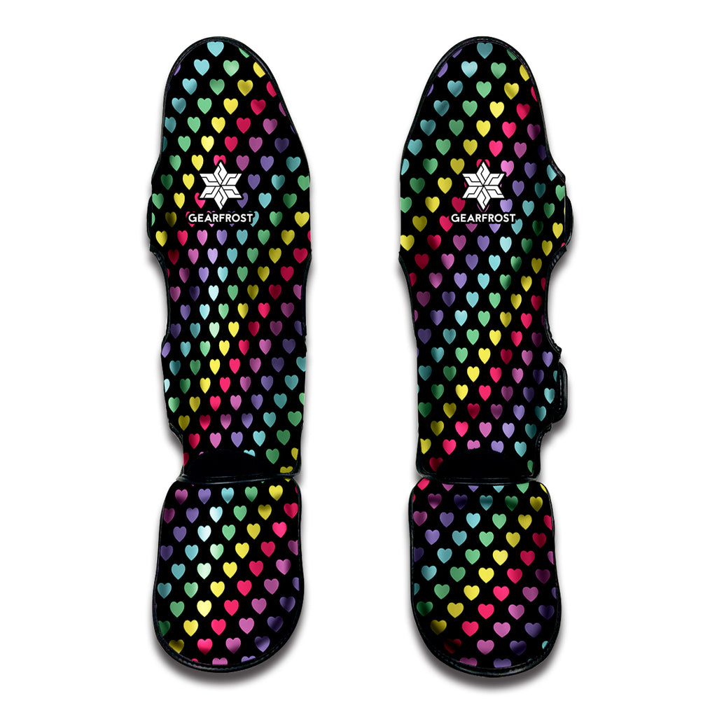 Rainbow Heart Pattern Print Muay Thai Shin Guard