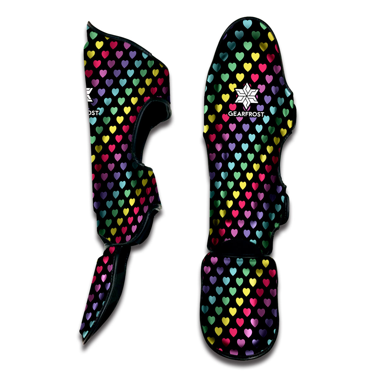 Rainbow Heart Pattern Print Muay Thai Shin Guard