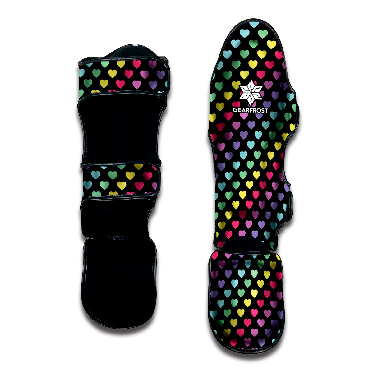 Rainbow Heart Pattern Print Muay Thai Shin Guard