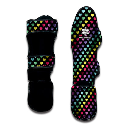 Rainbow Heart Pattern Print Muay Thai Shin Guard