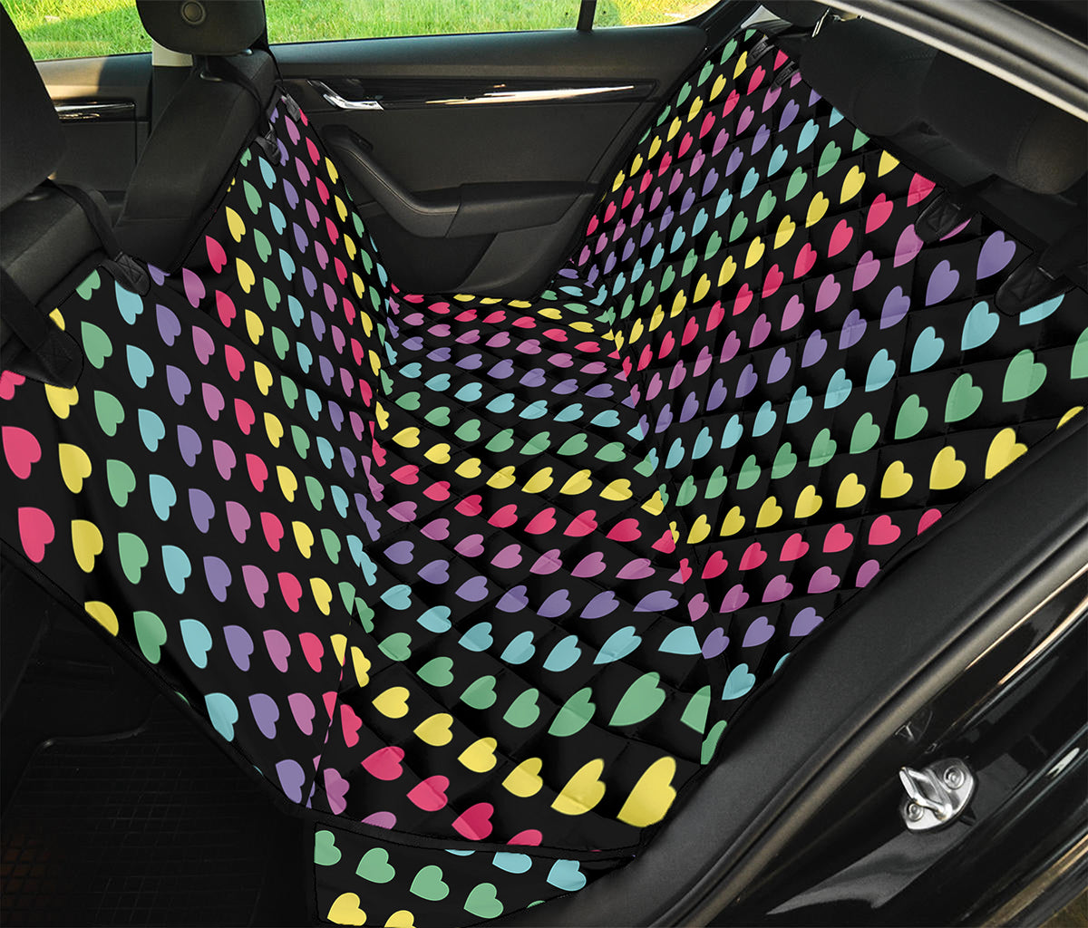 Rainbow Heart Pattern Print Pet Car Back Seat Cover