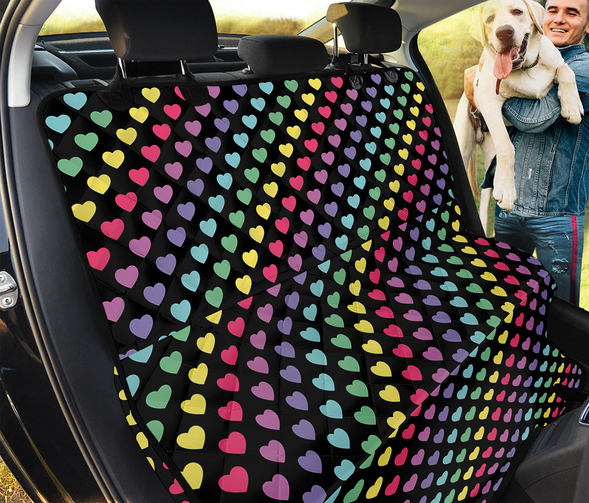 Rainbow Heart Pattern Print Pet Car Back Seat Cover