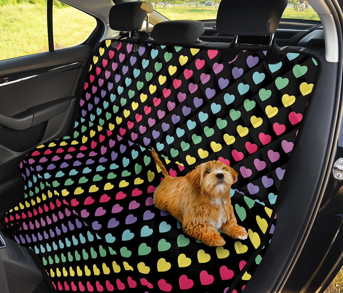 Rainbow Heart Pattern Print Pet Car Back Seat Cover