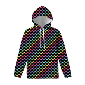 Rainbow Heart Pattern Print Pullover Hoodie