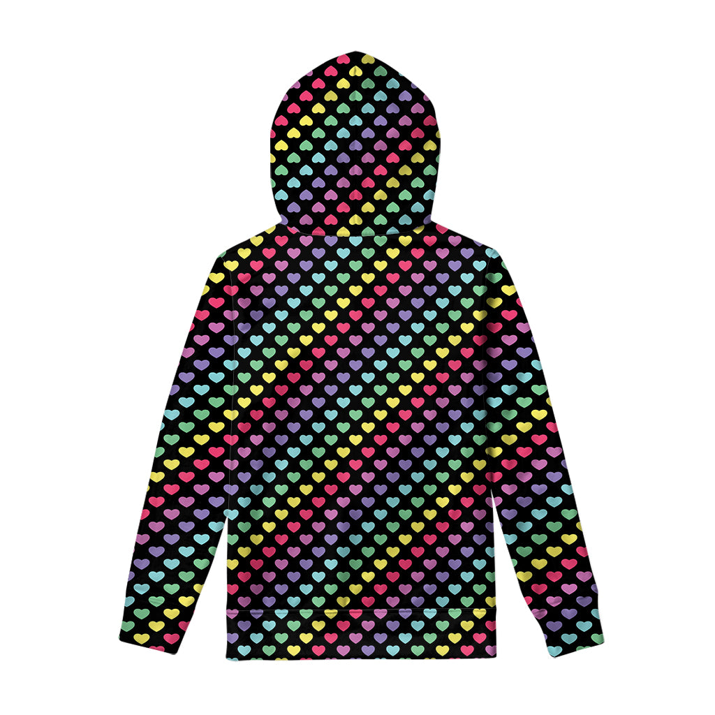 Rainbow Heart Pattern Print Pullover Hoodie