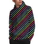 Rainbow Heart Pattern Print Pullover Hoodie