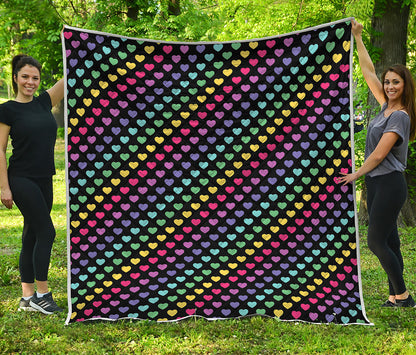 Rainbow Heart Pattern Print Quilt