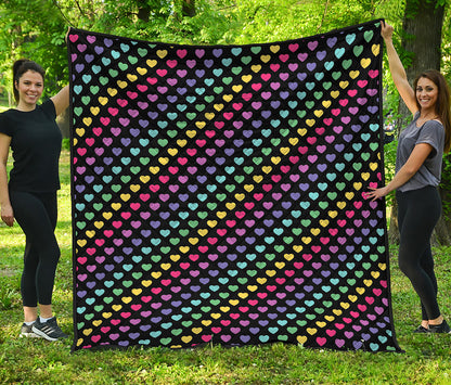 Rainbow Heart Pattern Print Quilt