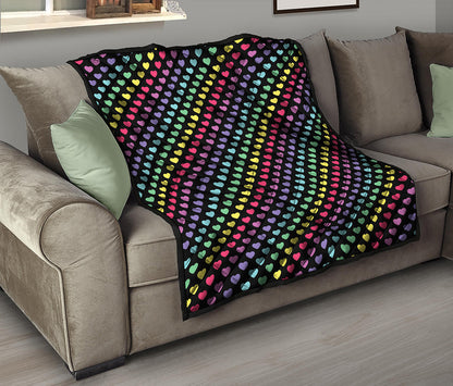 Rainbow Heart Pattern Print Quilt
