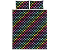 Rainbow Heart Pattern Print Quilt Bed Set