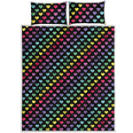 Rainbow Heart Pattern Print Quilt Bed Set