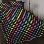 Rainbow Heart Pattern Print Quilt Bed Set