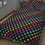 Rainbow Heart Pattern Print Quilt Bed Set