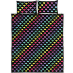 Rainbow Heart Pattern Print Quilt Bed Set
