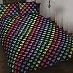 Rainbow Heart Pattern Print Quilt Bed Set